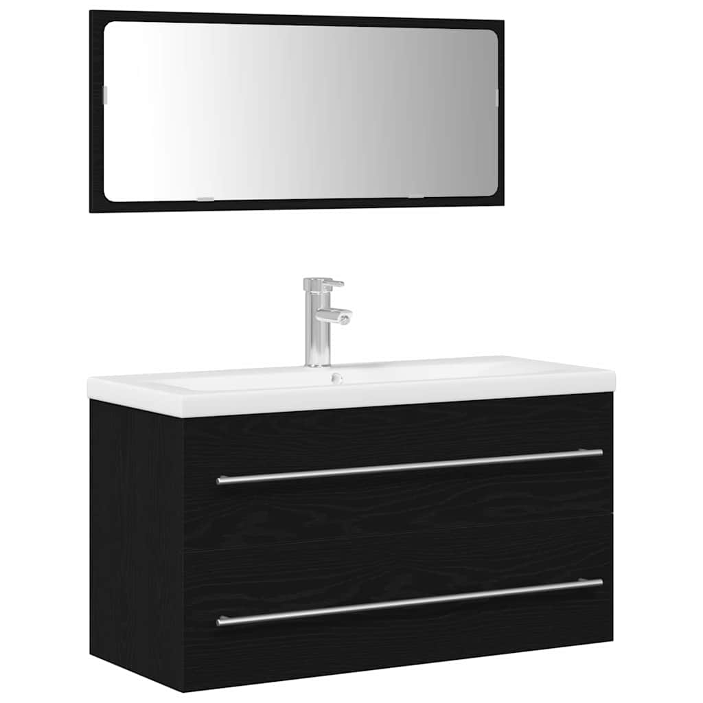 Waschbeckenschrank mit Schubladen 3 pcs Schwarz Eichen-Optik