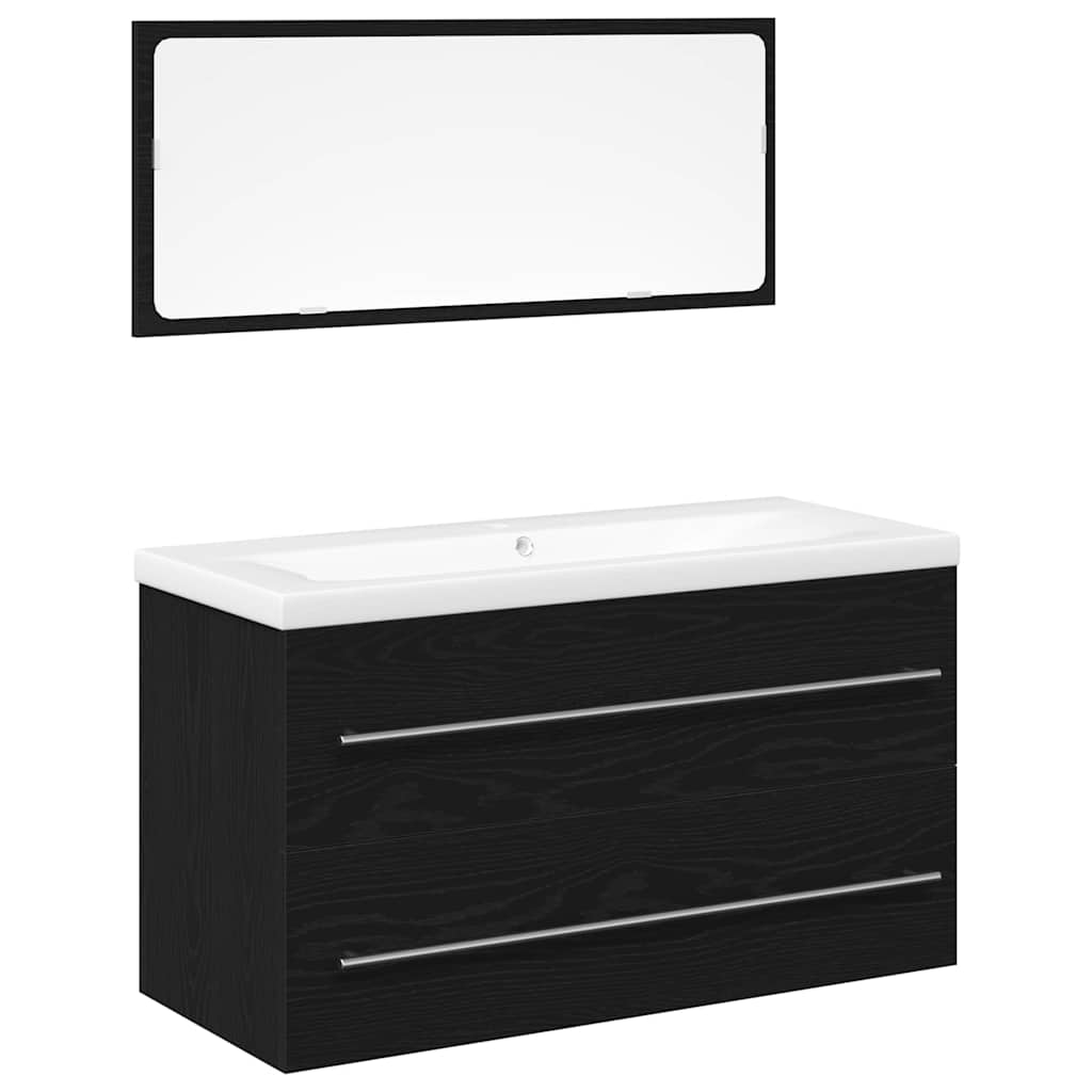 Waschbeckenschrank mit Schubladen 3 pcs Schwarz Eichen-Optik