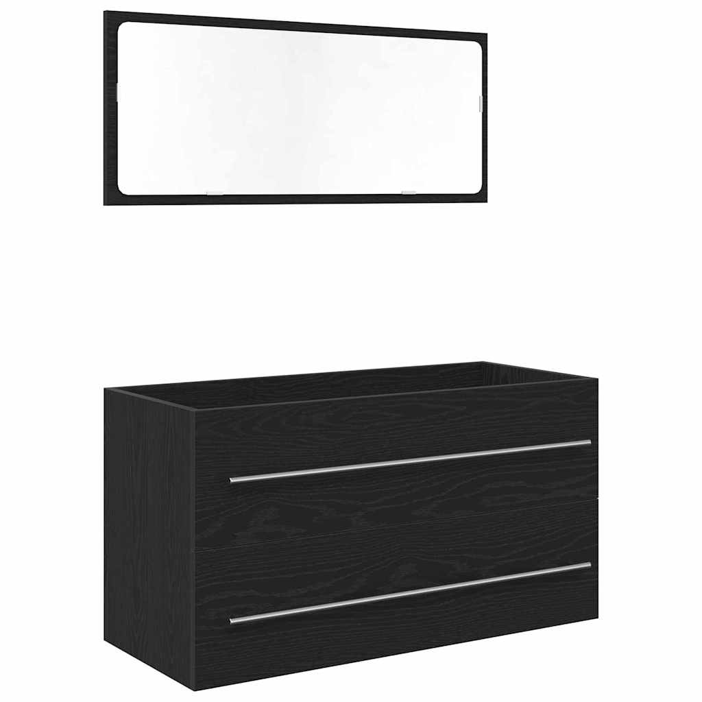 Waschbeckenschrank mit Schubladen 3 pcs Schwarz Eichen-Optik