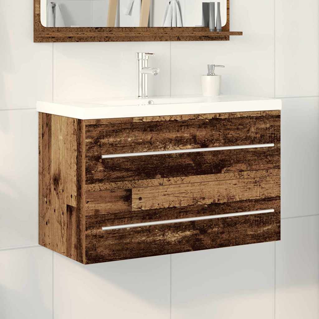 Waschbeckenschrank Wandmontiert 2 pcs Altholz 80 x 38,5 x 48 cm