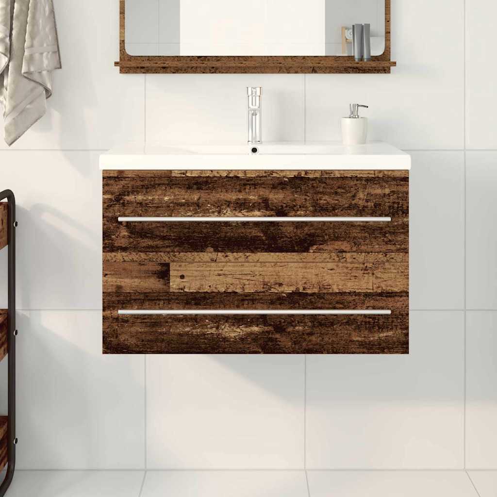 Waschbeckenschrank Wandmontiert 2 pcs Altholz 80 x 38,5 x 48 cm