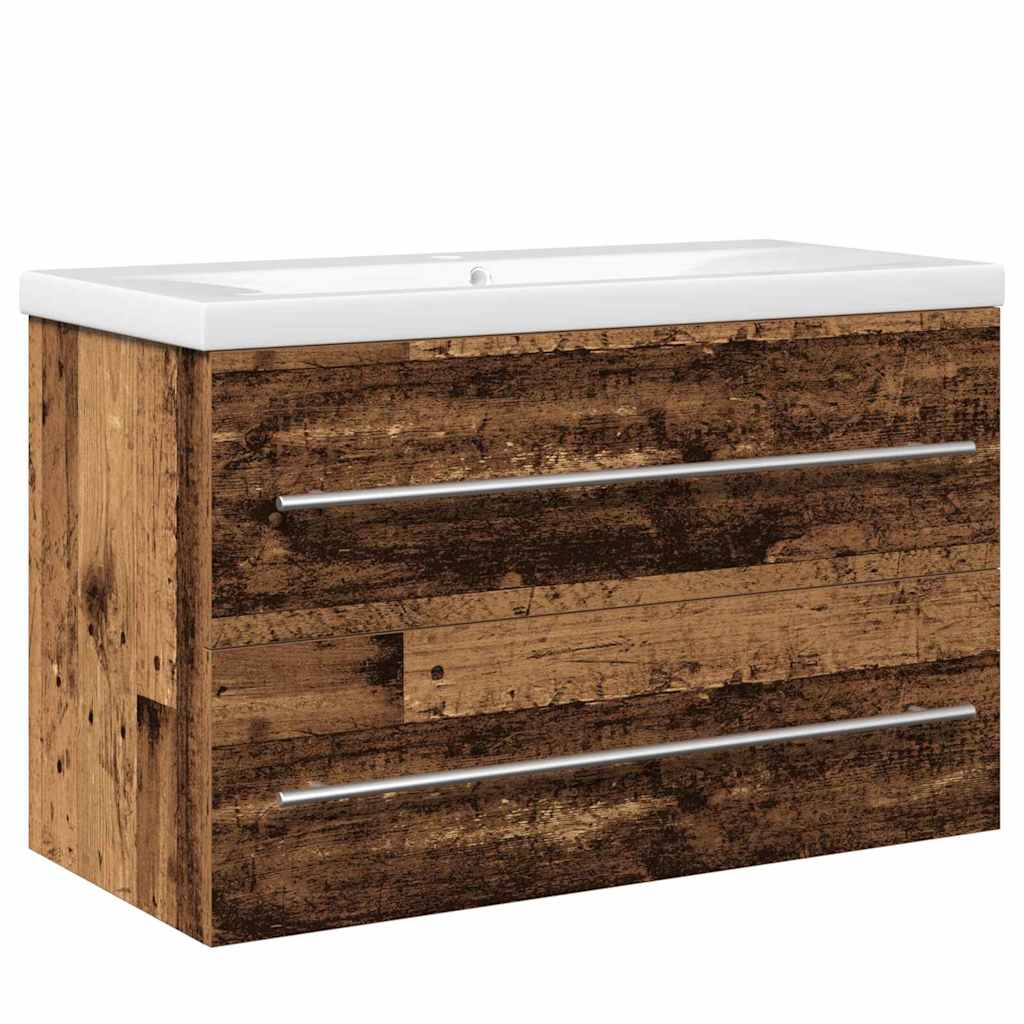 Waschbeckenschrank Wandmontiert 2 pcs Altholz 80 x 38,5 x 48 cm