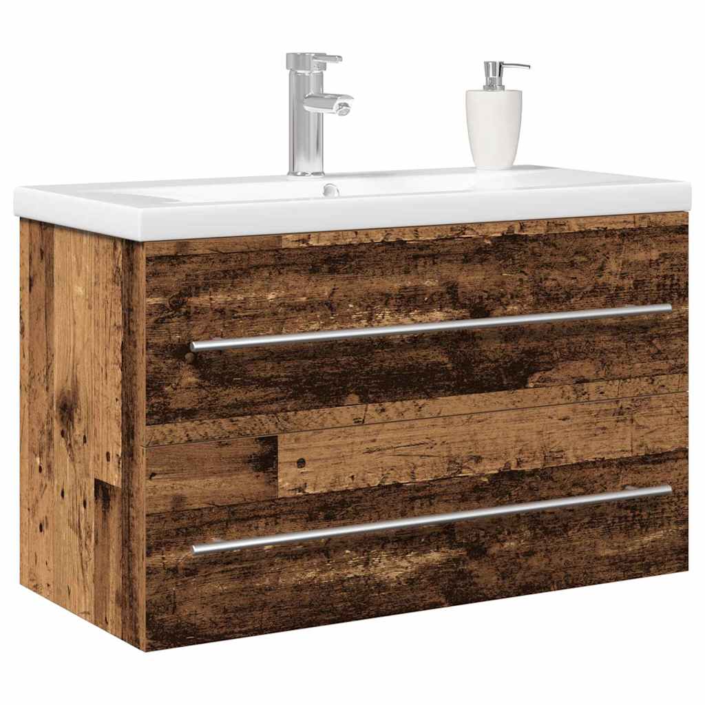 Waschbeckenschrank Wandmontiert 2 pcs Altholz 80 x 38,5 x 48 cm