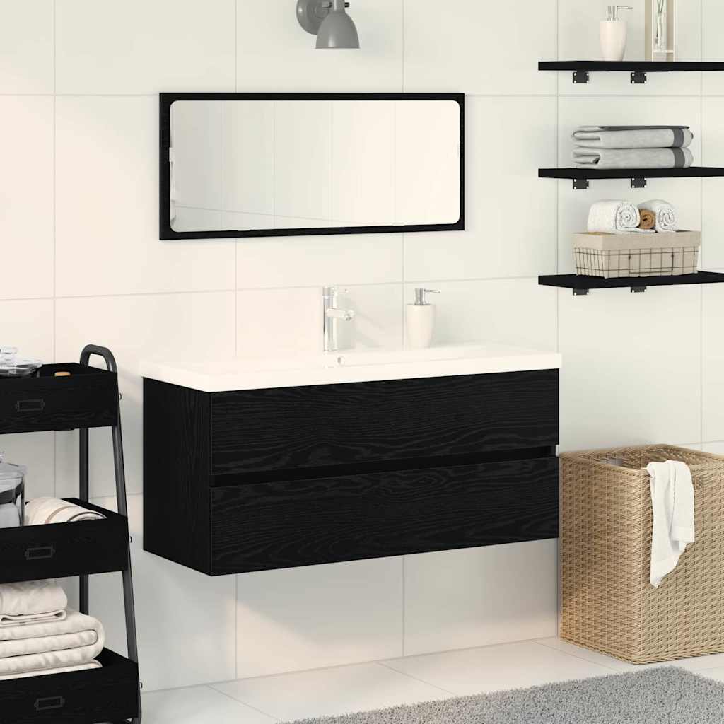 Waschbeckenschrank Schwarz Eichen-Optik 90 x 39 x 62 cm