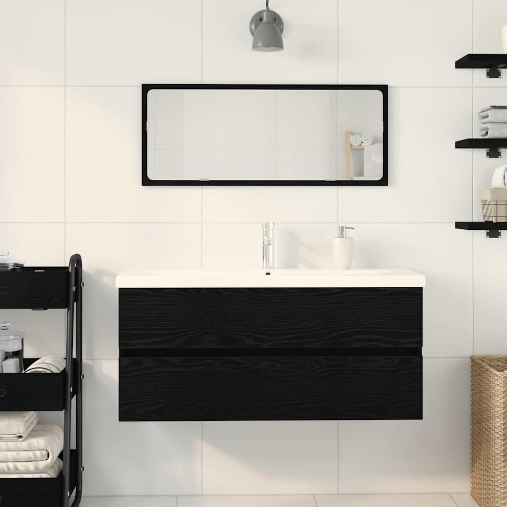 Waschbeckenschrank Schwarz Eichen-Optik 90 x 39 x 62 cm