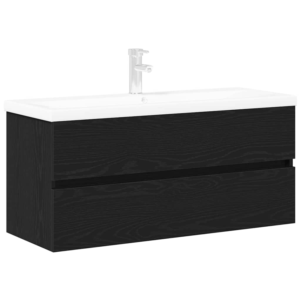 Waschbeckenschrank Schwarz Eichen-Optik 90 x 39 x 62 cm