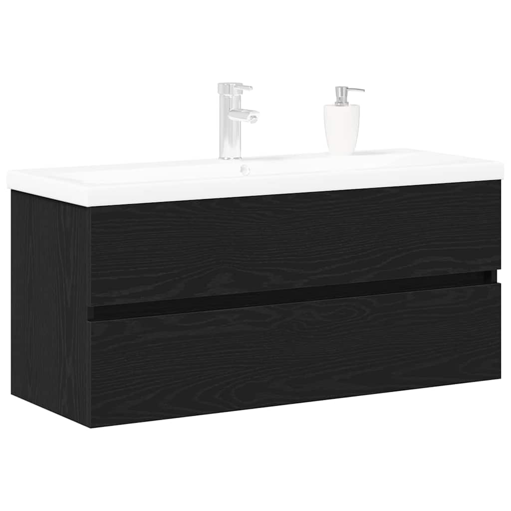 Waschbeckenschrank Schwarz Eichen-Optik 90 x 39 x 62 cm