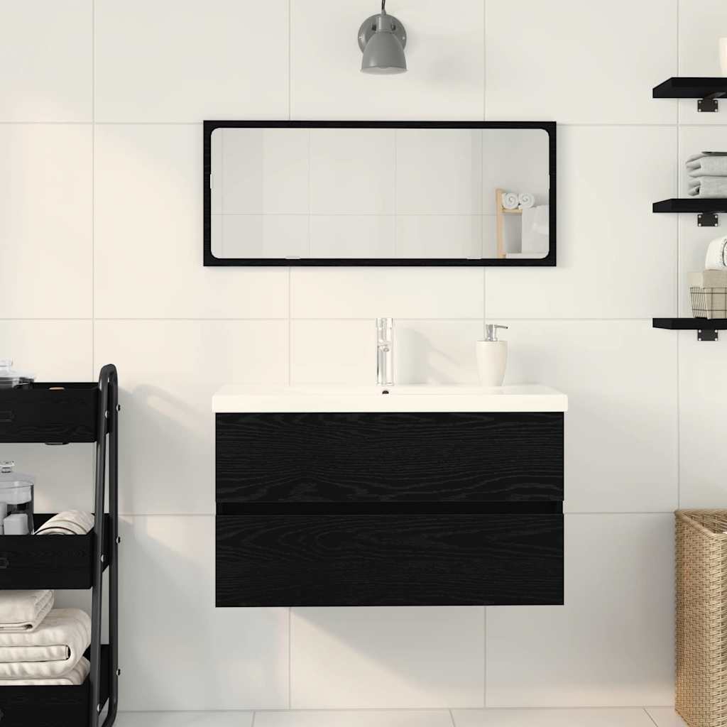 Waschbeckenschrank Schwarz Eichen-Optik 80 x 39 x 62 cm