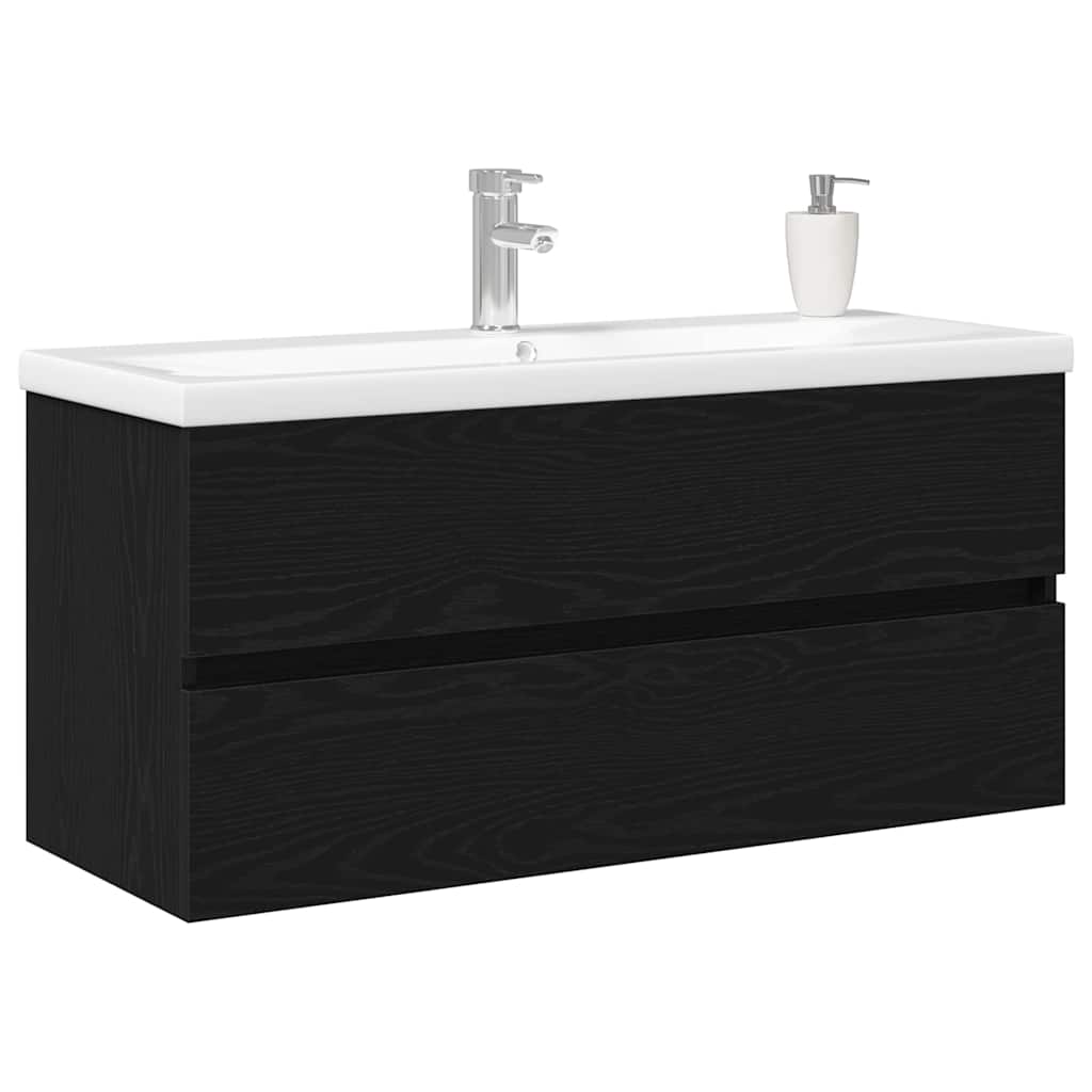 Waschbeckenschrank Schwarz Eichen-Optik 100 x 39 x 62 cm