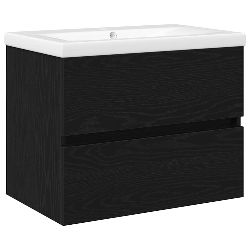 Waschbeckenschrank Schwarz Eichen-Optik 60 x 39 x 62 cm
