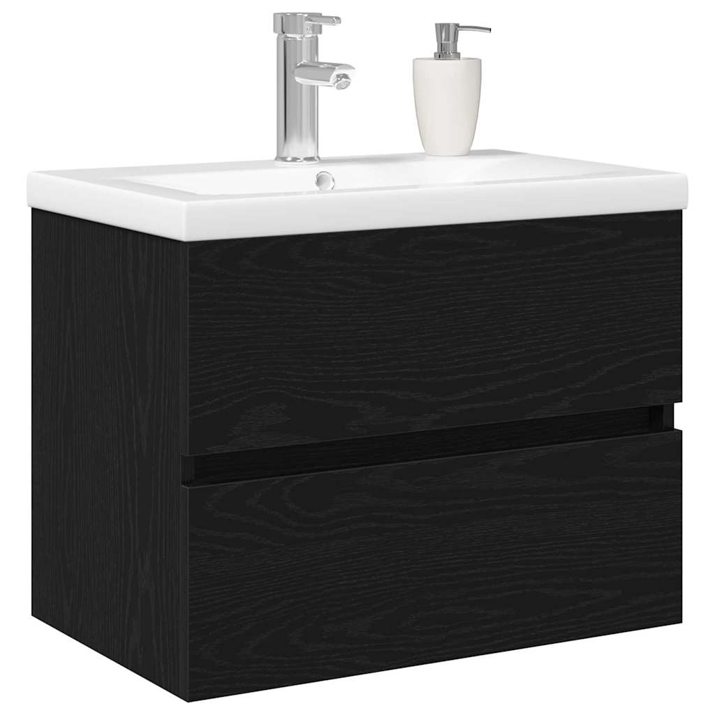 Waschbeckenschrank Schwarz Eichen-Optik 60 x 39 x 62 cm