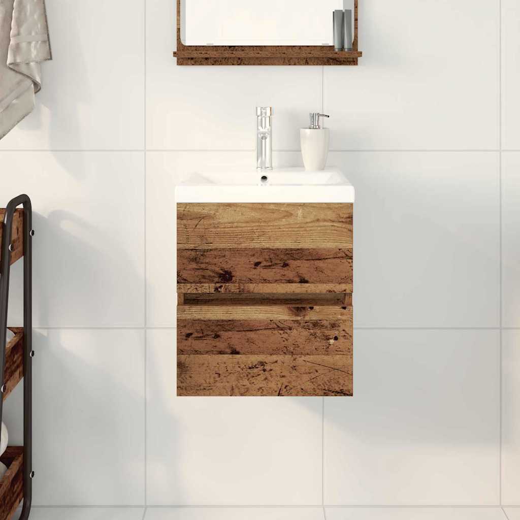 Waschbeckenschrank mit Tür Schwarz Eichen-Optik 80 x 39 x 62 cm