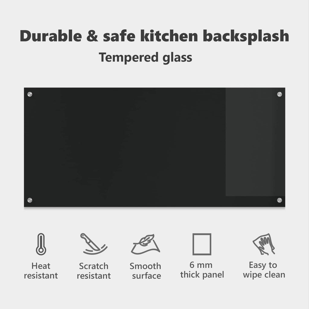 Küchenrückwand Schwarz 110 x 50 cm Gehärtetes Glas