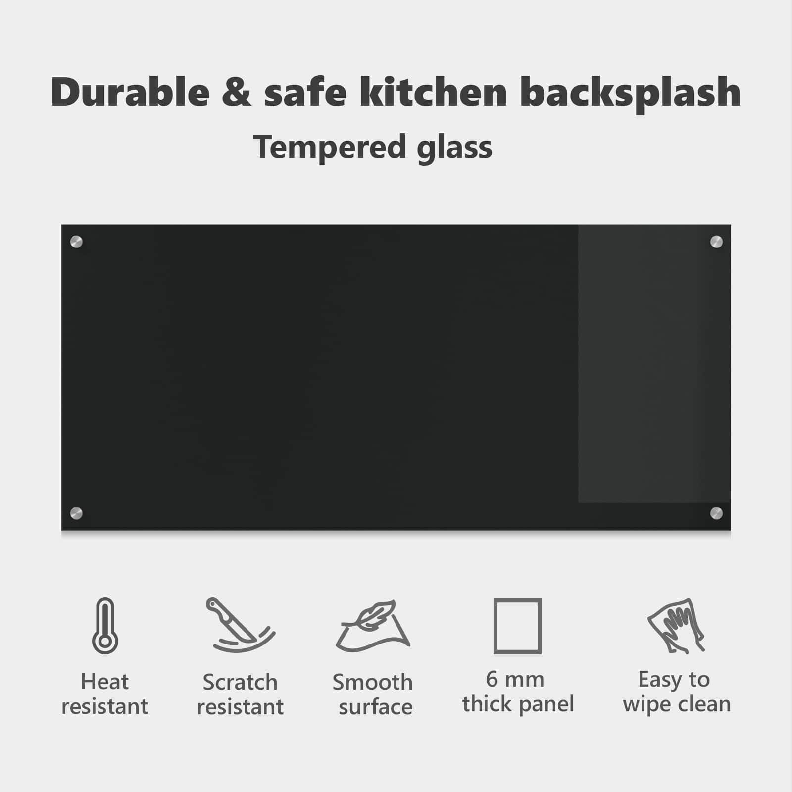 Küchenrückwand Schwarz 110 x 50 cm Gehärtetes Glas