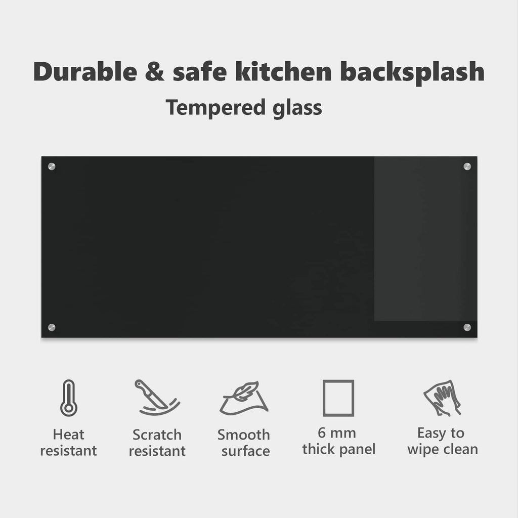 Küchenrückwand Schwarz 120 x 50 cm Gehärtetes Glas