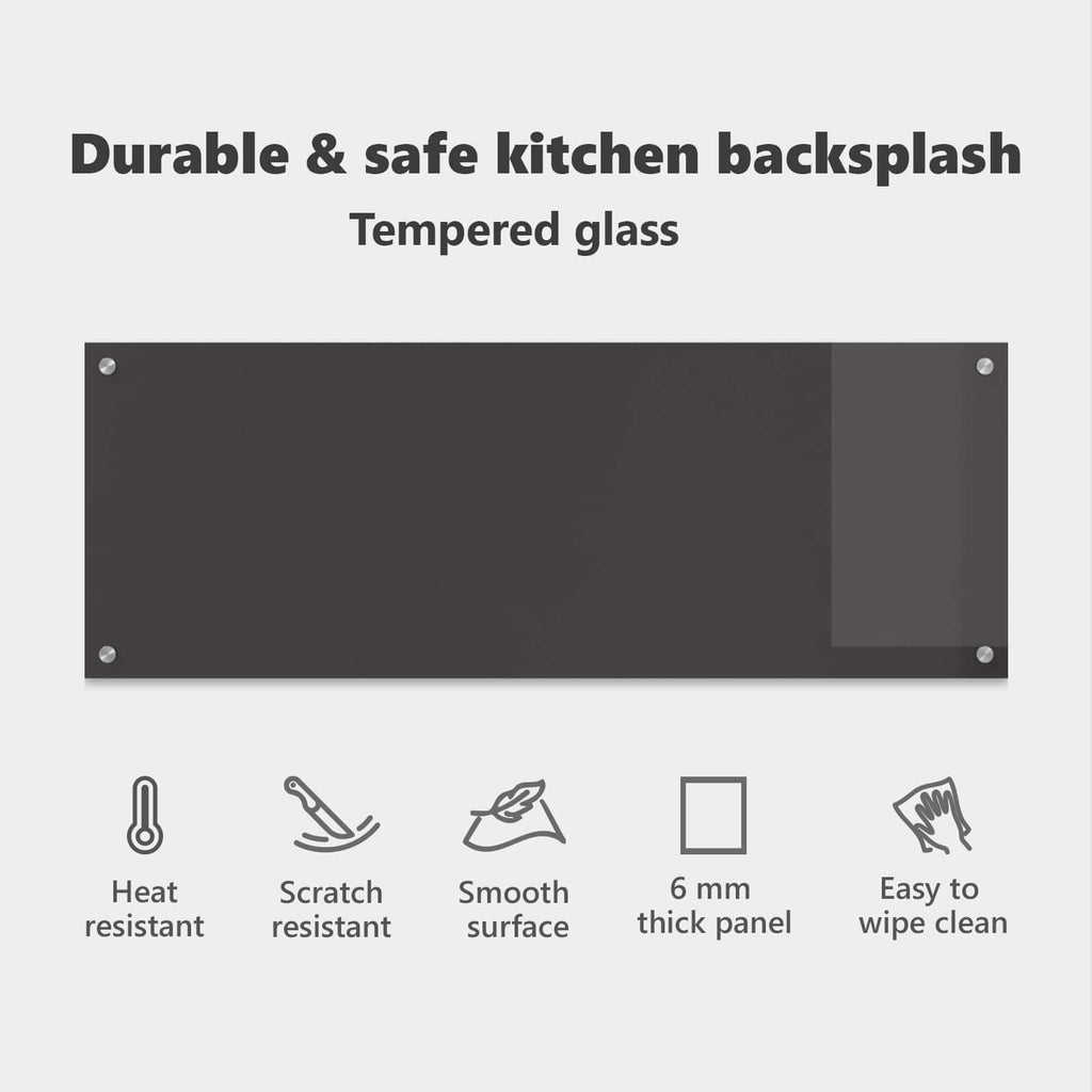 Küchenrückwand Dunkelgrau 110 x 40 cm Gehärtetes Glas