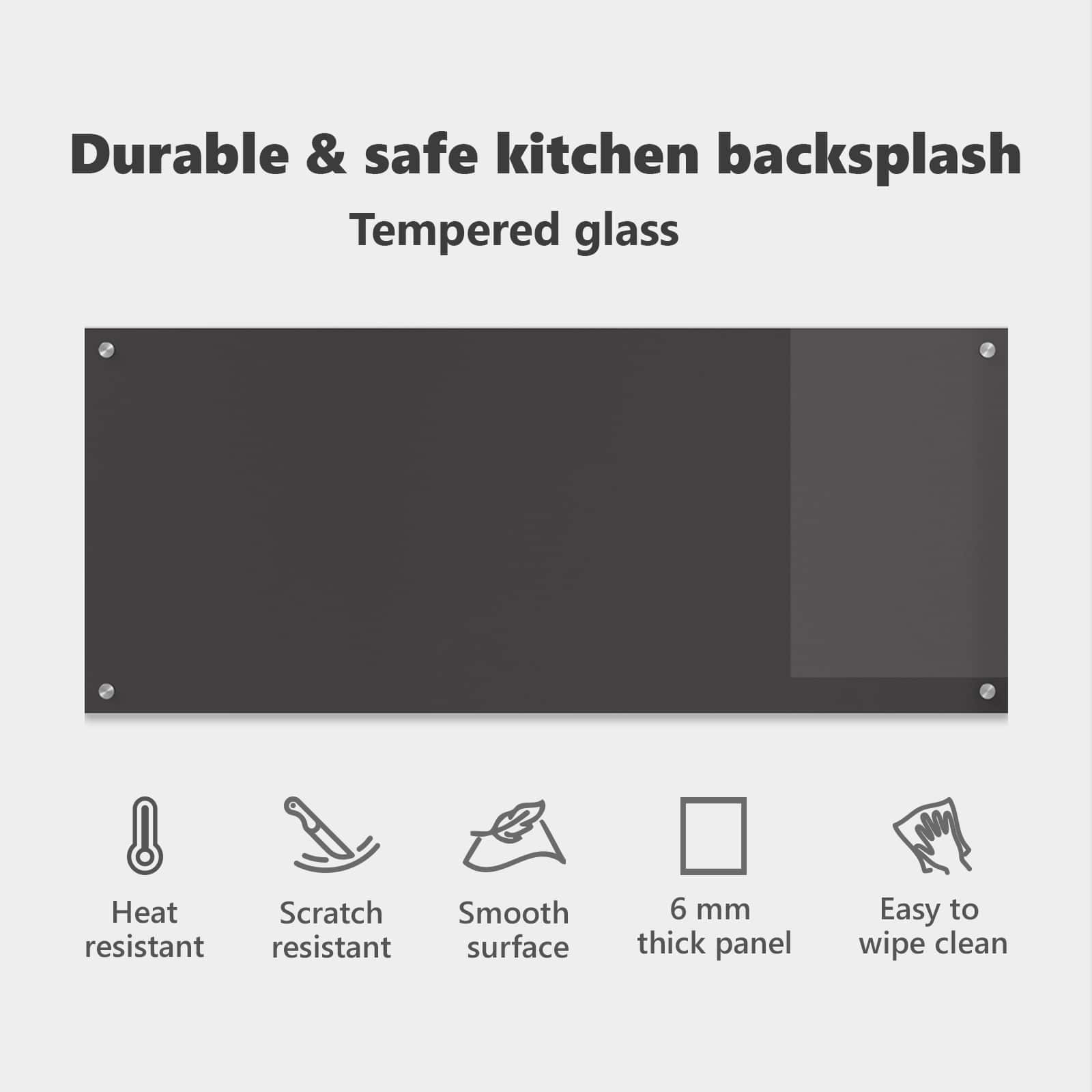 Küchenrückwand Dunkelgrau 120 x 50 cm Gehärtetes Glas