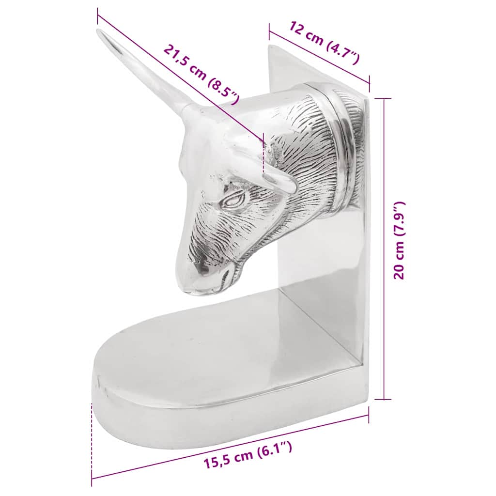Buchstützen 2 pcs Silber 21,5 x 15,5 x 20 cm Aluminium