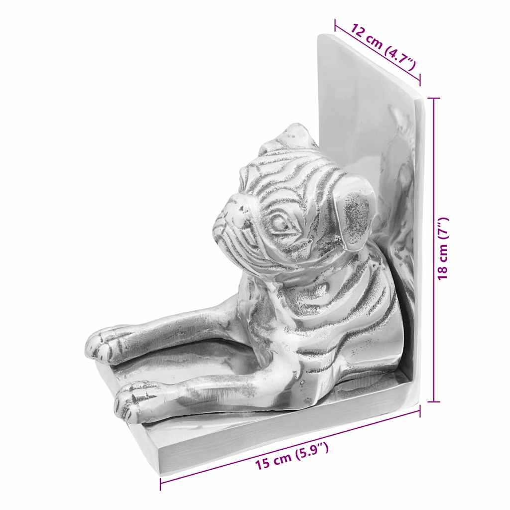 Buchstützen 2 pcs Silber 12 x 15 x 18 cm Aluminium