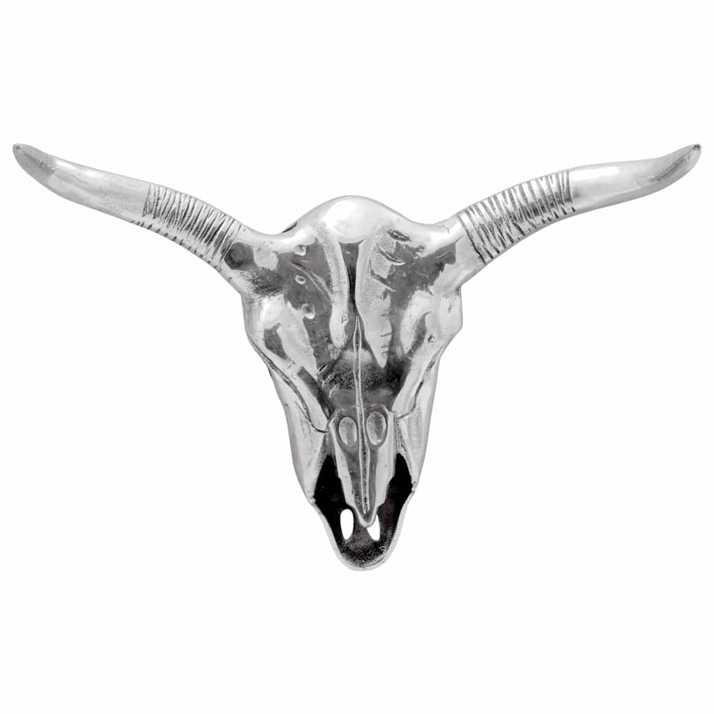 Bullen Schädel Silber 49 x 10 x 36 cm Aluminium