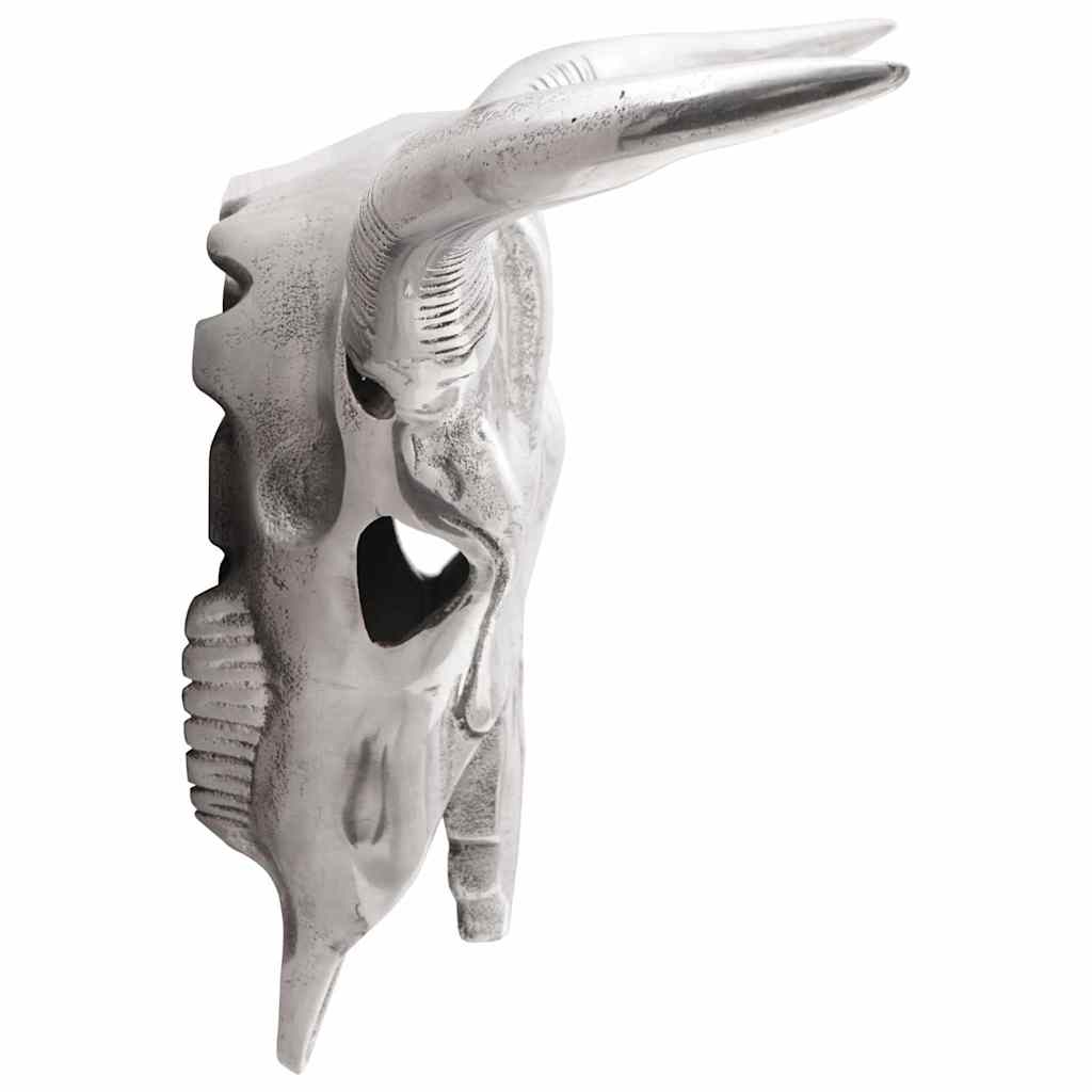 Bullen Schädel Silber 49 x 10 x 36 cm Aluminium