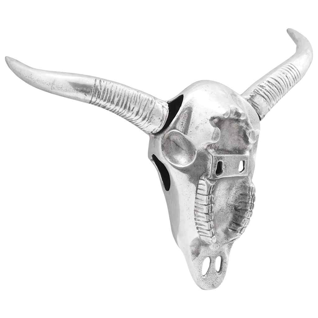 Bullen Schädel Silber 34 x 13 x 53 cm Aluminium