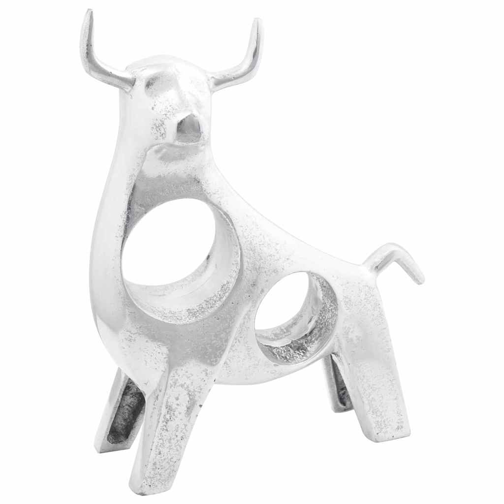 Stierskulptur Silber 22 x 9,5 x 34 cm Aluminium