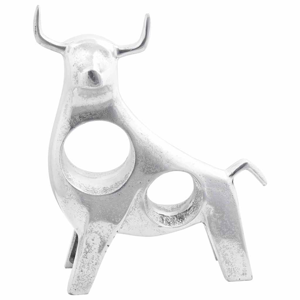 Stierskulptur Silber 22 x 9,5 x 34 cm Aluminium
