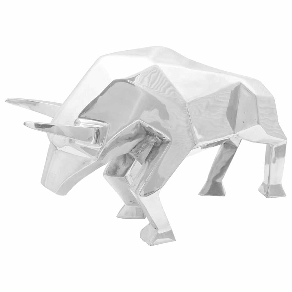 Stierskulptur Silber 74 x 23 x 30 cm Aluminium