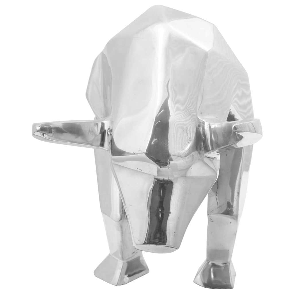 Stierskulptur Silber 74 x 23 x 30 cm Aluminium