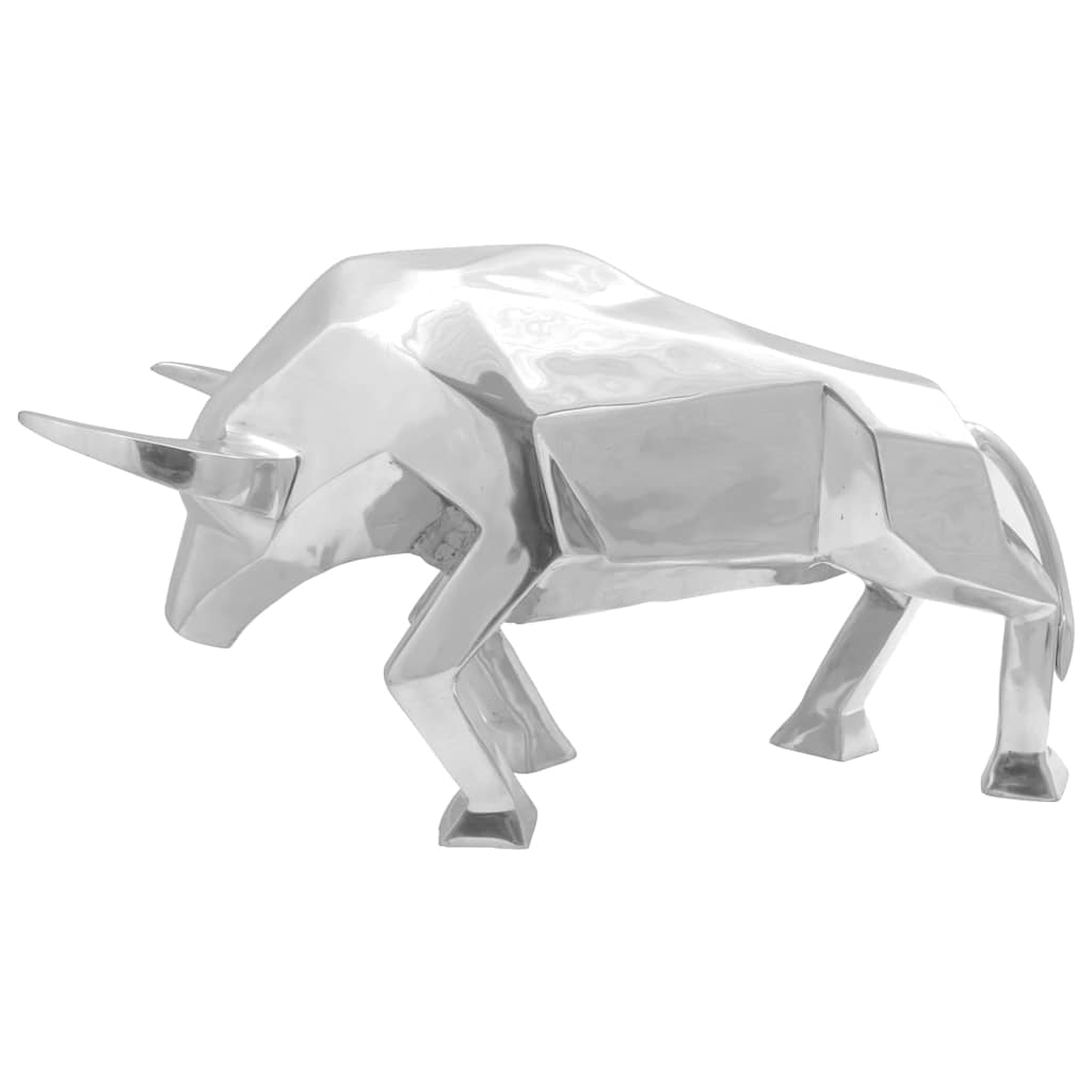 Stierskulptur Silber 74 x 23 x 30 cm Aluminium