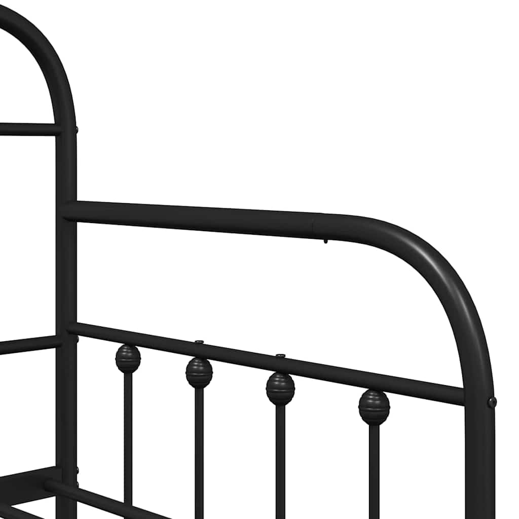 Tagesbettrahmen Schwarz 75 x 190 cm Pulverbeschichteter Stahl