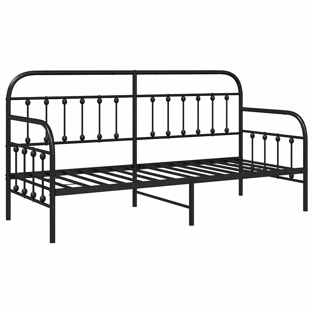 Tagesbettrahmen Schwarz 75 x 190 cm Pulverbeschichteter Stahl