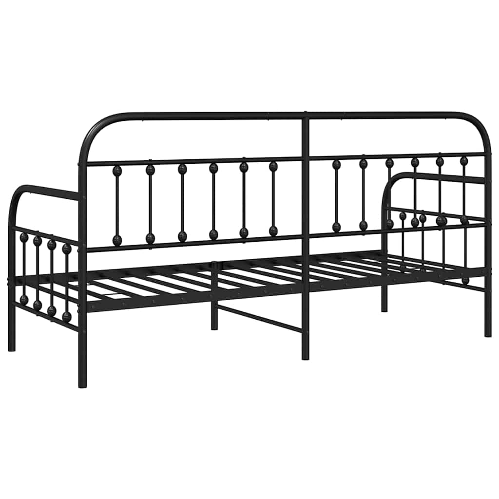 Tagesbettrahmen Schwarz 75 x 190 cm Pulverbeschichteter Stahl