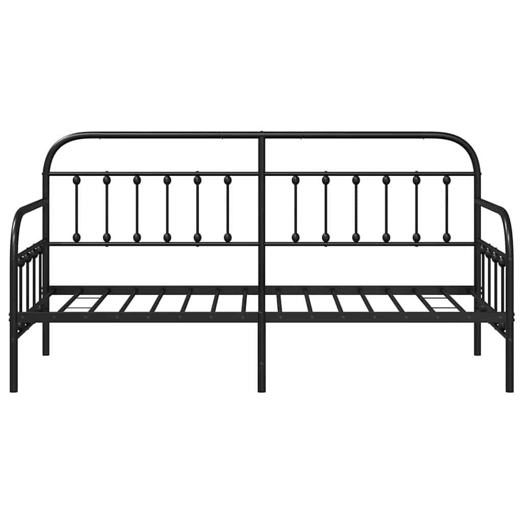 Tagesbettrahmen Schwarz 75 x 190 cm Pulverbeschichteter Stahl