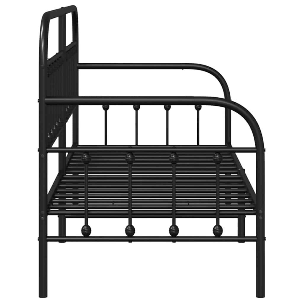Tagesbettrahmen Schwarz 75 x 190 cm Pulverbeschichteter Stahl
