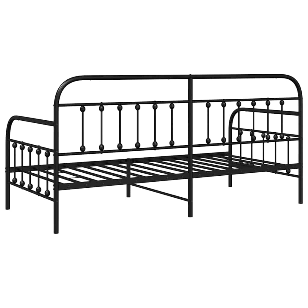 Tagesbettrahmen Schwarz 90 x 190 cm Pulverbeschichteter Stahl