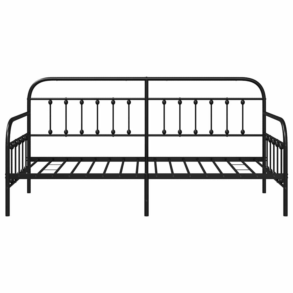Tagesbettrahmen Schwarz 90 x 190 cm Pulverbeschichteter Stahl