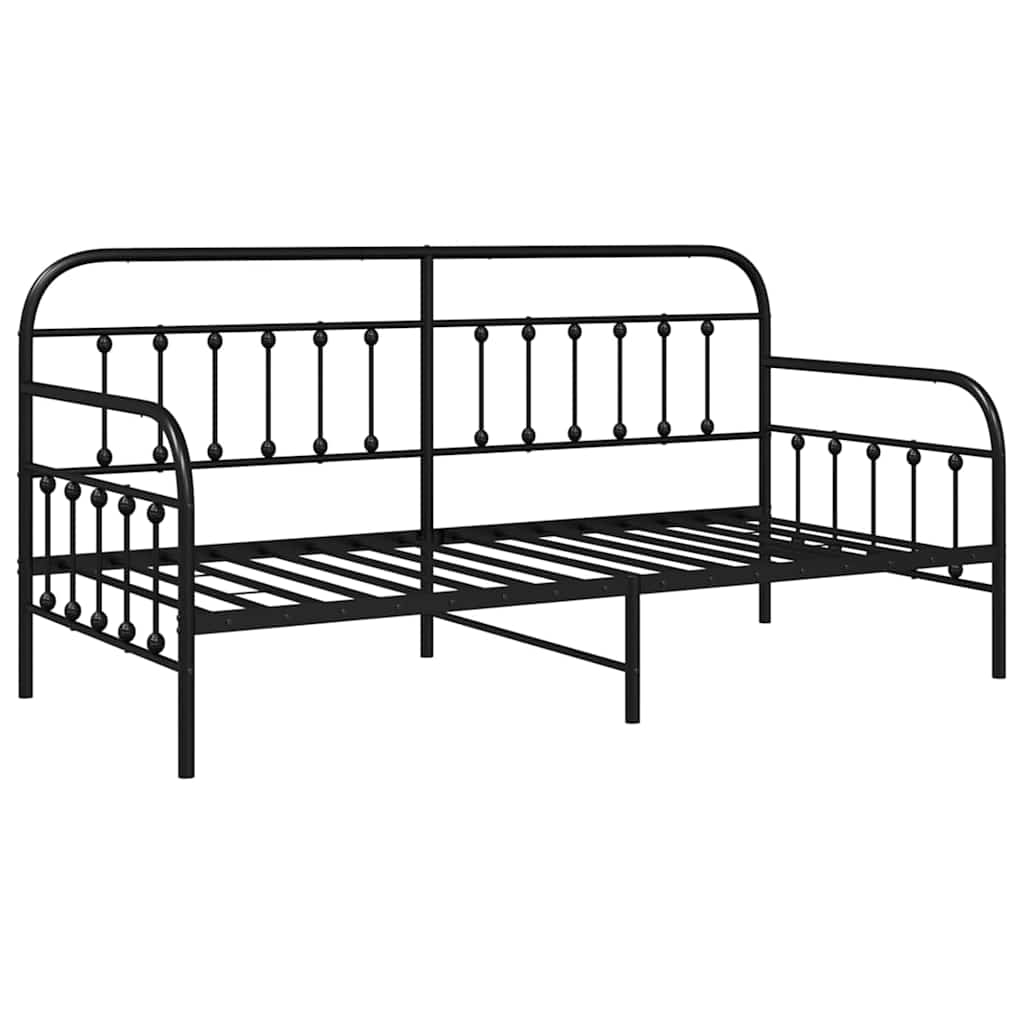 Tagesbettrahmen Schwarz 90 x 200 cm Pulverbeschichteter Stahl