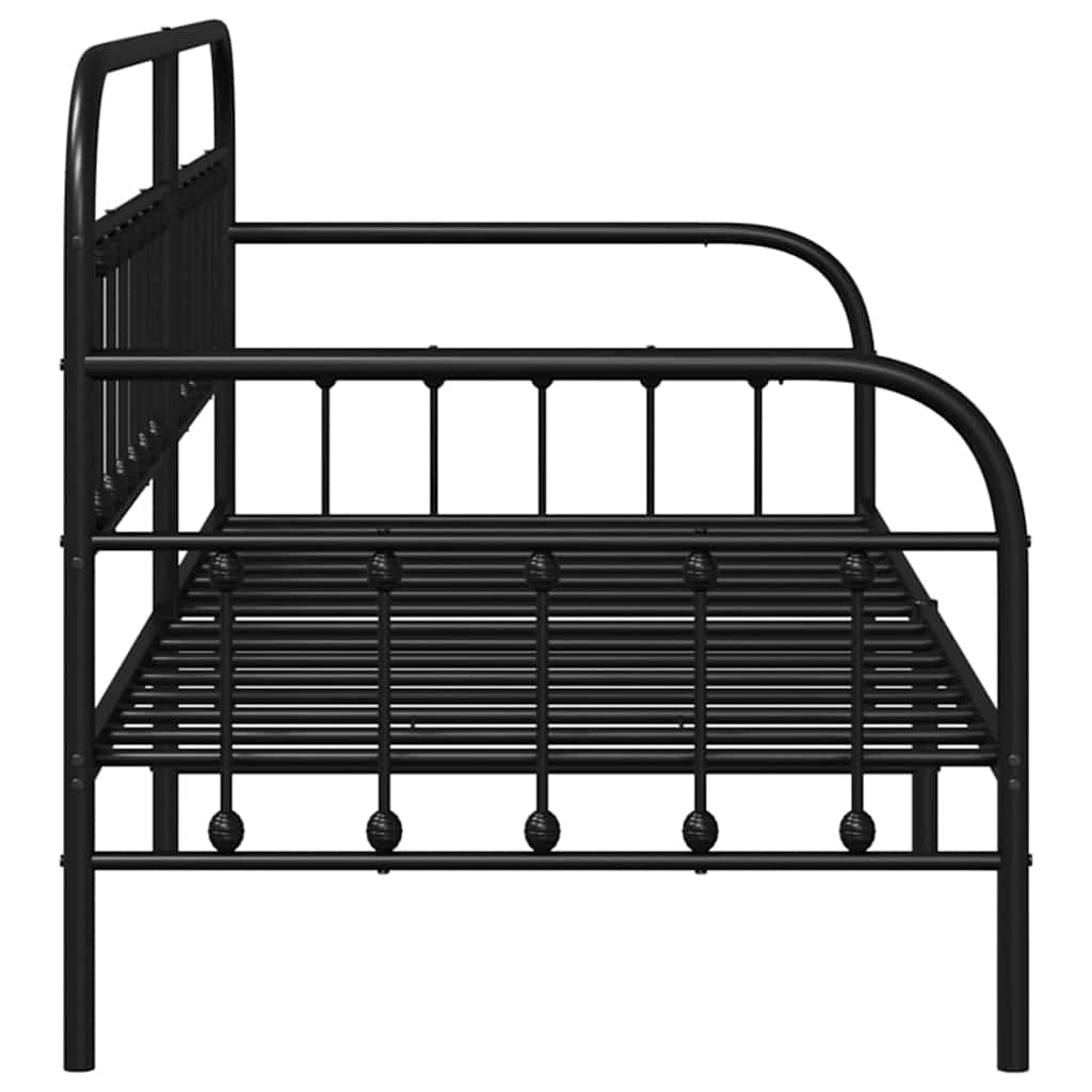 Tagesbettrahmen Schwarz 90 x 200 cm Pulverbeschichteter Stahl
