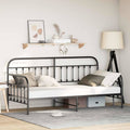 Tagesbettrahmen Schwarz 100 x 200 cm Pulverbeschichteter Stahl