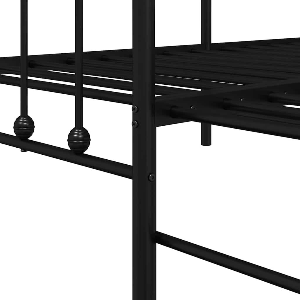 Tagesbettrahmen Schwarz 80 x 200 cm Pulverbeschichteter Stahl