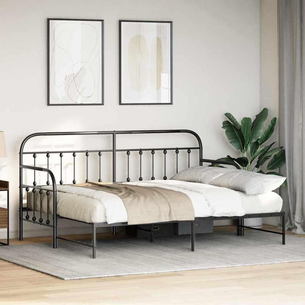 Tagesbettrahmen Schwarz 80 x 200 cm Pulverbeschichteter Stahl