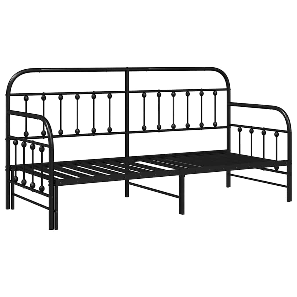Tagesbettrahmen Schwarz 80 x 200 cm Pulverbeschichteter Stahl