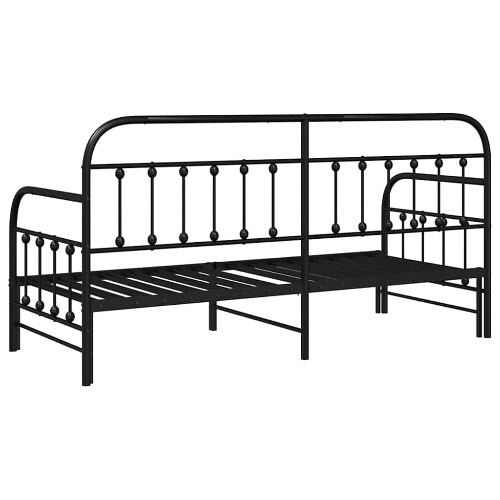 Tagesbettrahmen Schwarz 80 x 200 cm Pulverbeschichteter Stahl