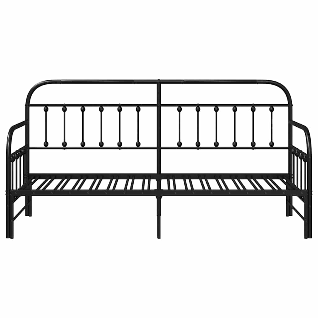 Tagesbettrahmen Schwarz 80 x 200 cm Pulverbeschichteter Stahl