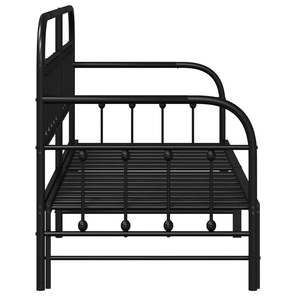 Tagesbettrahmen Schwarz 80 x 200 cm Pulverbeschichteter Stahl