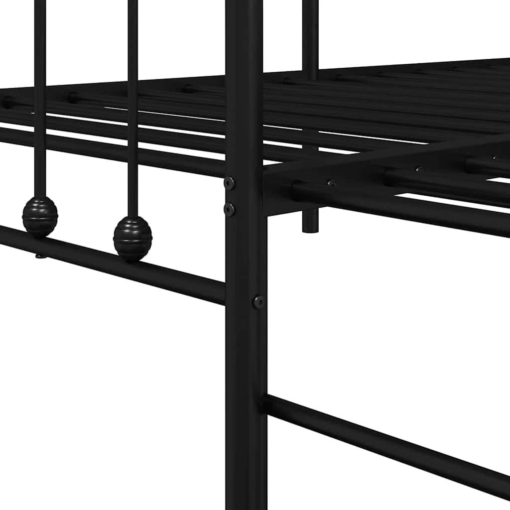 Tagesbettrahmen Schwarz 90 x 190 cm Pulverbeschichteter Stahl