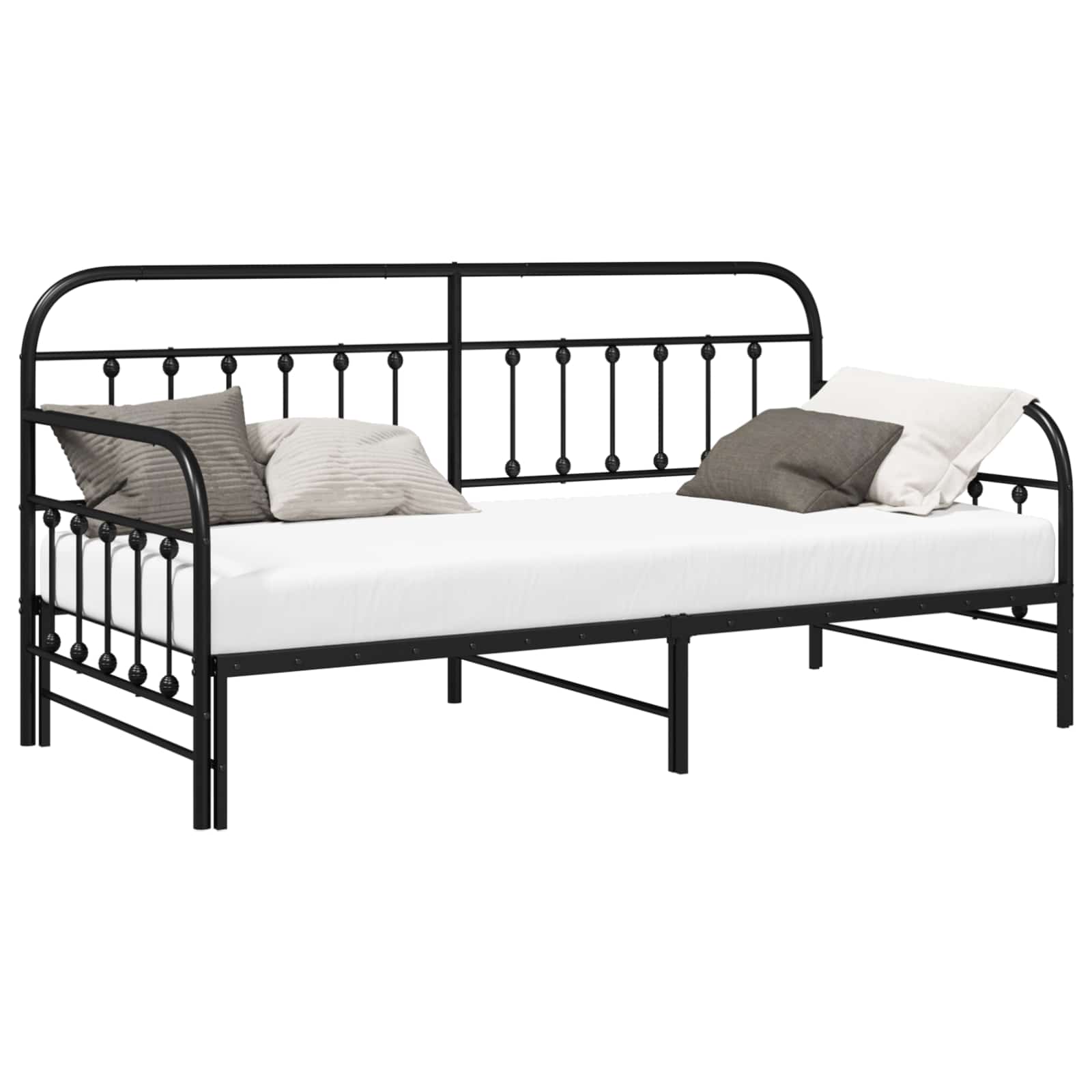 Tagesbettrahmen Schwarz 90 x 200 cm Pulverbeschichteter Stahl