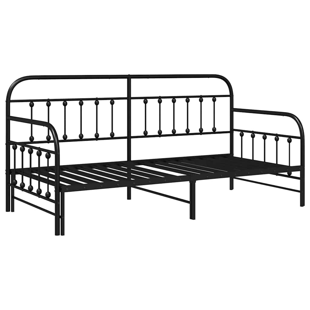 Tagesbettrahmen Schwarz 100 x 200 cm Pulverbeschichteter Stahl